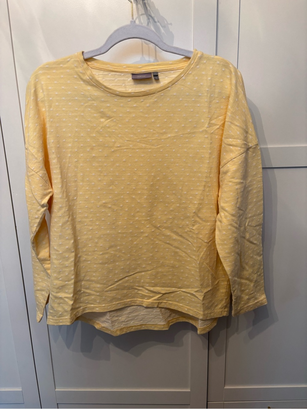 Women’s Yellow Dot-Textured Long Sleeve Tee